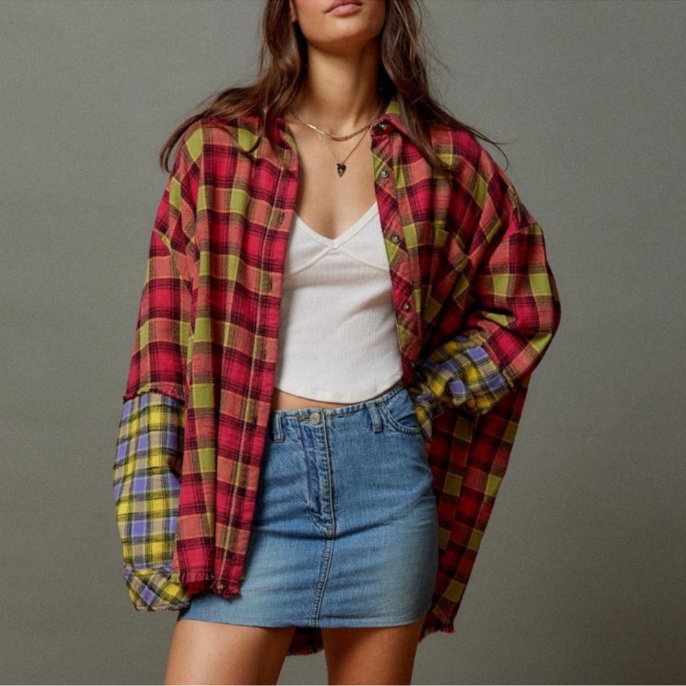 Urban Outfitters Red and Yellow Plaid Button Down Shirt - Picture 3 of 6